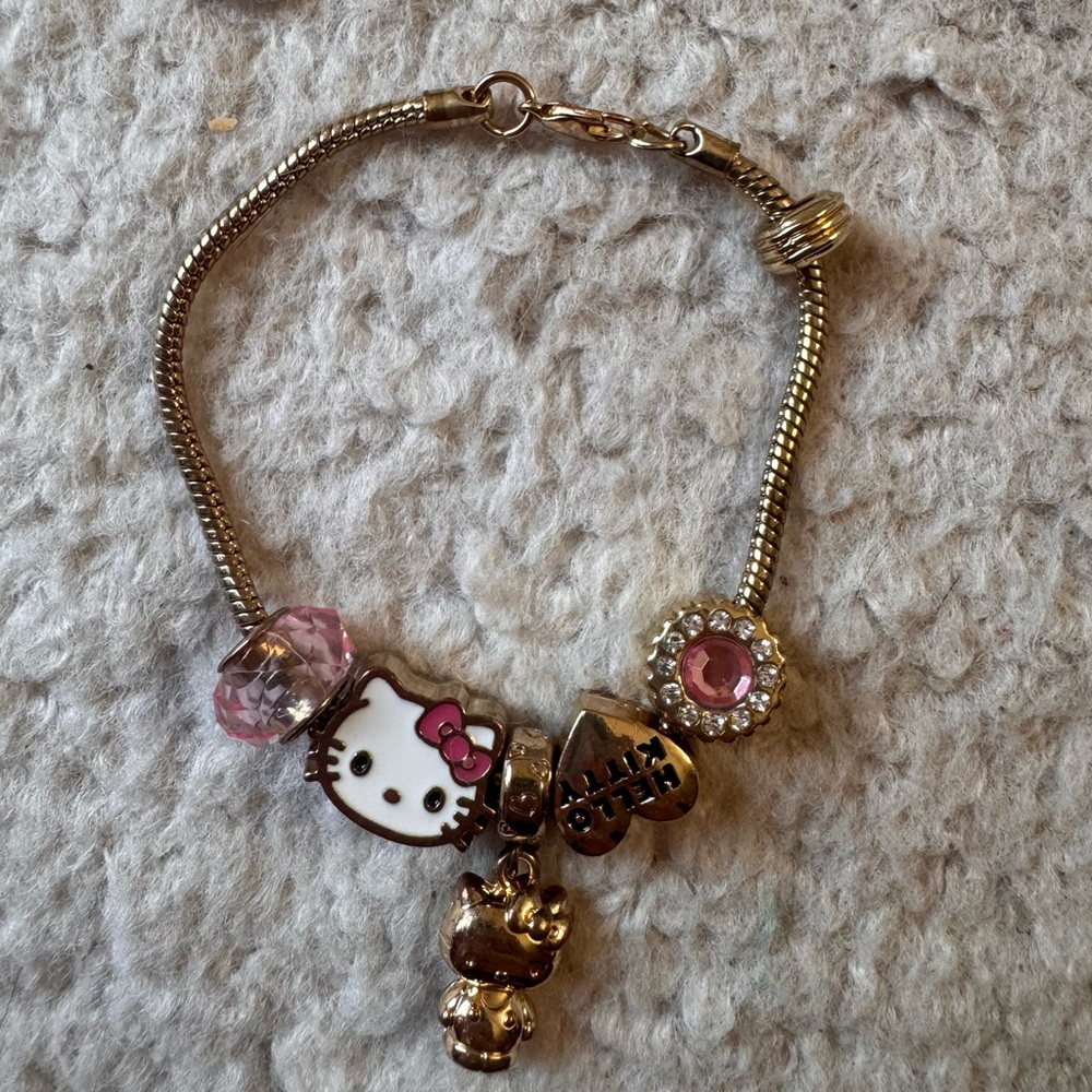 Sanrio Hello Kitty Gold Tone Bracelet with Pink Accents